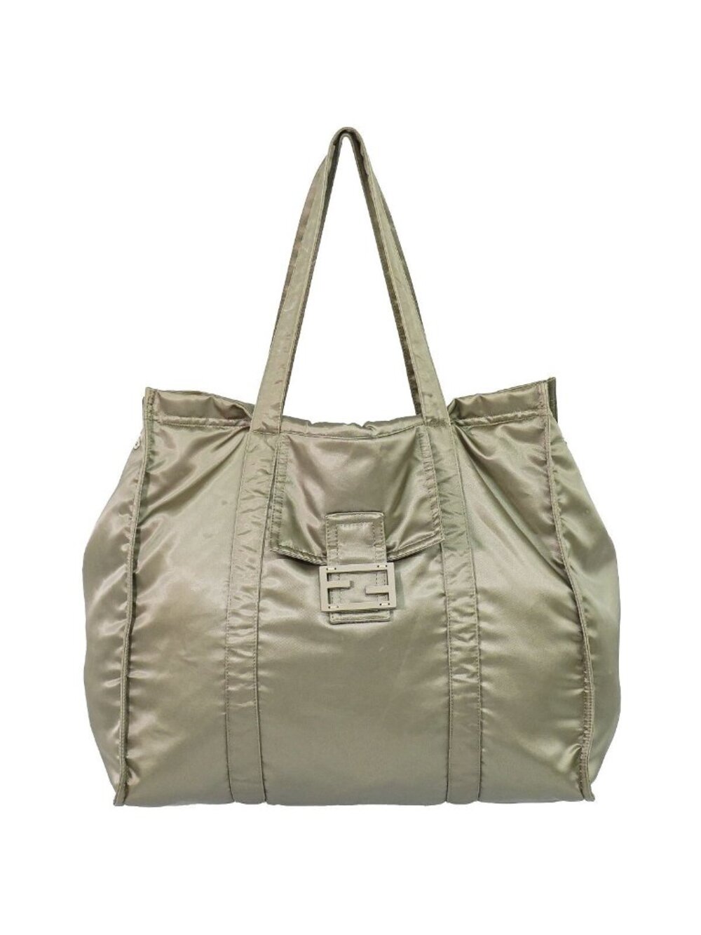 Fendi Nylon Shoulder Bag Tote Khaki